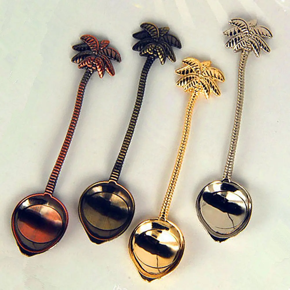 1pc Vintage royal style Coconut Tree Tea Coffee Spoon Ice Cream Mini Dessert Branches Shape Spoons Gift for Bar Party | Дом и сад