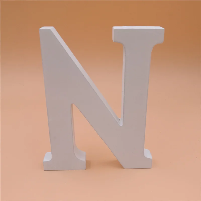 N 1 шт. 15x13,5 см белая деревянная буква Английский алфавит DIY Индивидуальное Имя Дизайн Искусство ремесло отдельно стоящее сердце Свадебный домашний декор - Цвет: N
