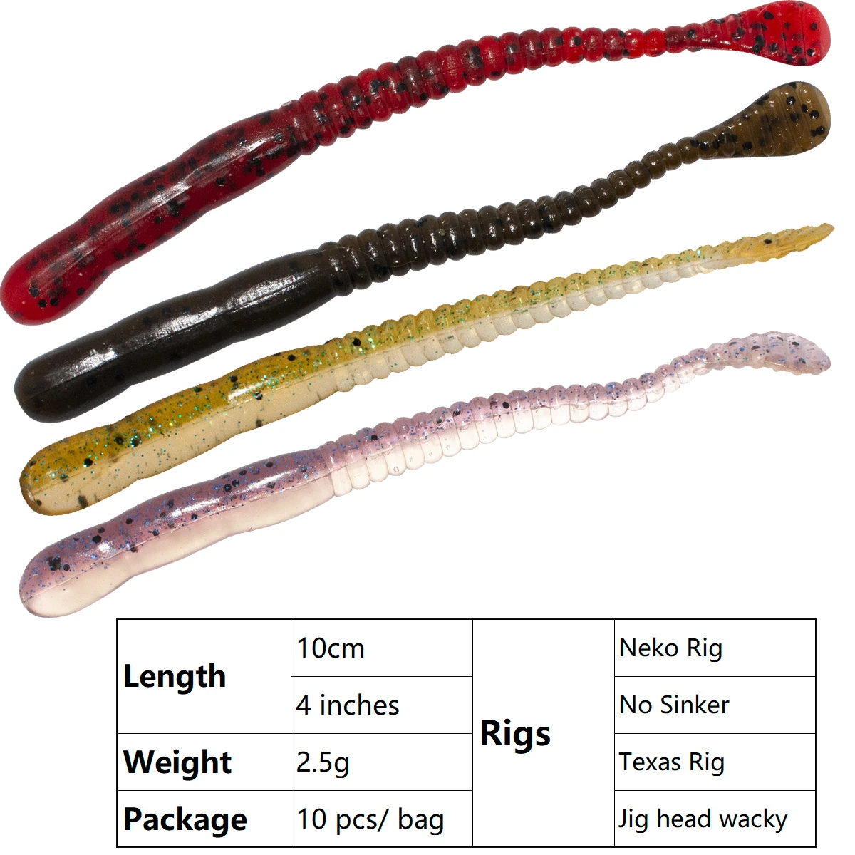 Meathead Baits Worms Slowing Sinking Baits Paddle Tail Pike Bass 10cm 2