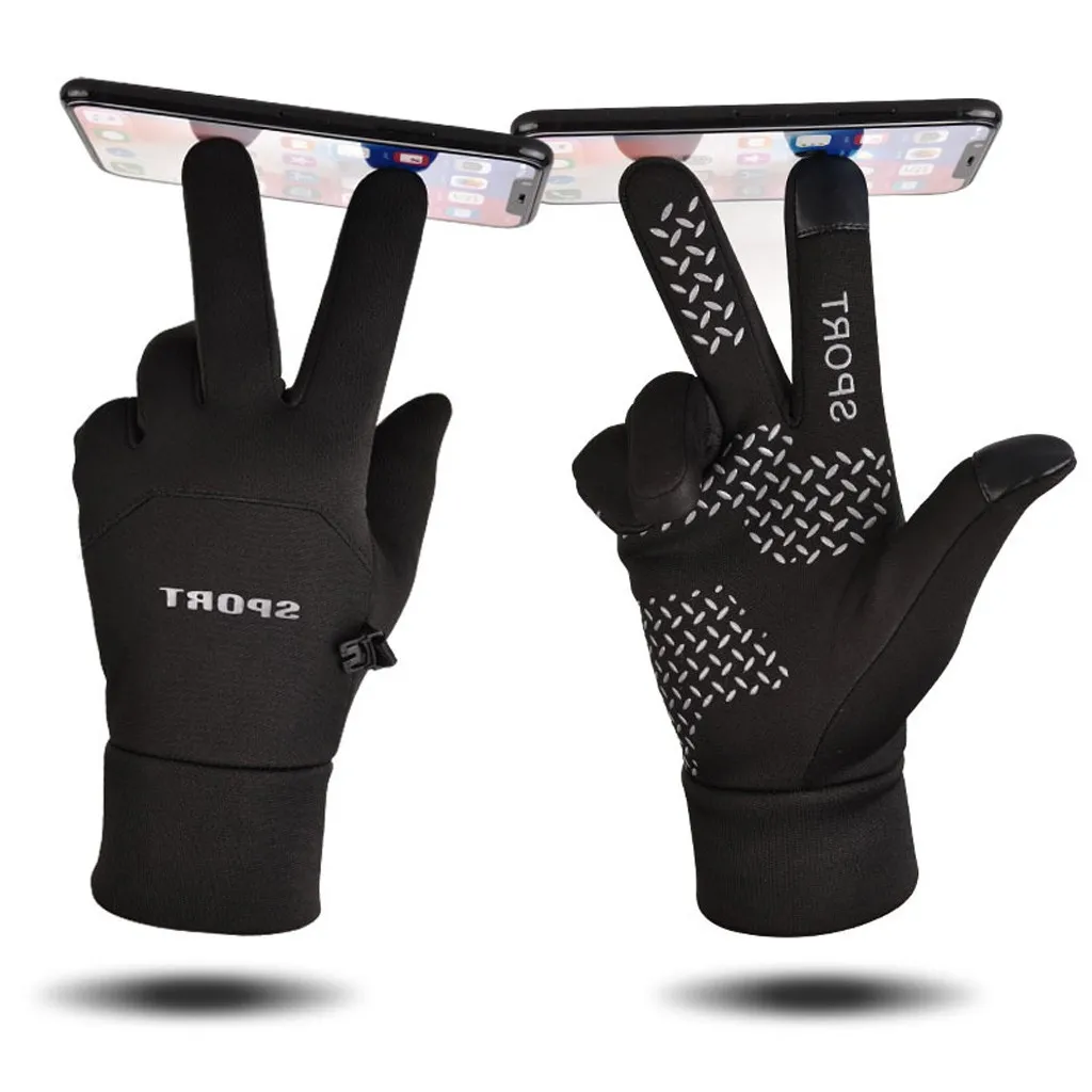 Водонепроницаемые перчатки мужские зимние мотоциклетные ветрозащитные плюс бархатные теплые с сенсорным экраном Рыбалка Альпинизм спорт на открытом воздухе# e