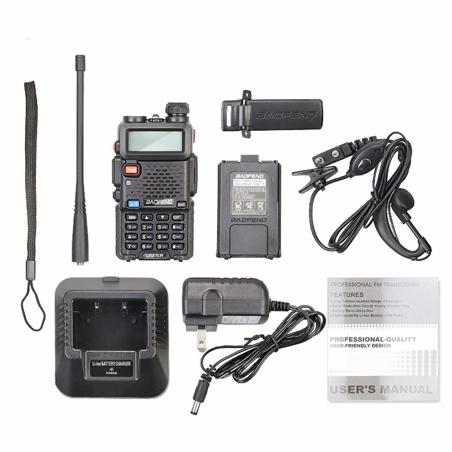 10 шт. BAOFENG UV-5R двухстороннее радио Black Ham для любительских портативных дуплексных радиостанций двухдиапазонный VHFUHF 136-174/400-520 МГц+ кабель для программирования