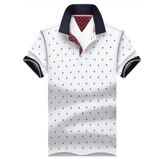 Мужские топы лето хлопок печатных рубашки бренды короткий рукав Camisas Стенд воротник Мужская рубашка плюс большой размер 4XL