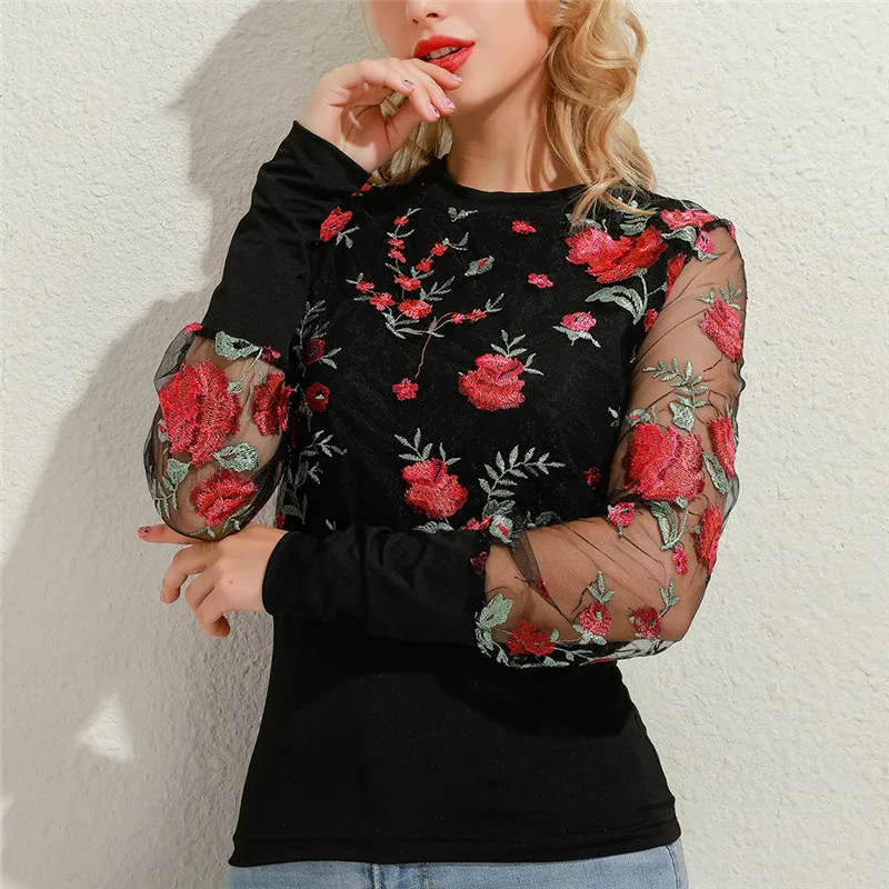 new-embroidery-floral-sheer-mesh-sleeve-blouse-shirts-women-2020-spring-patchwork-pullovers-elegant-sexy-see-through-tops