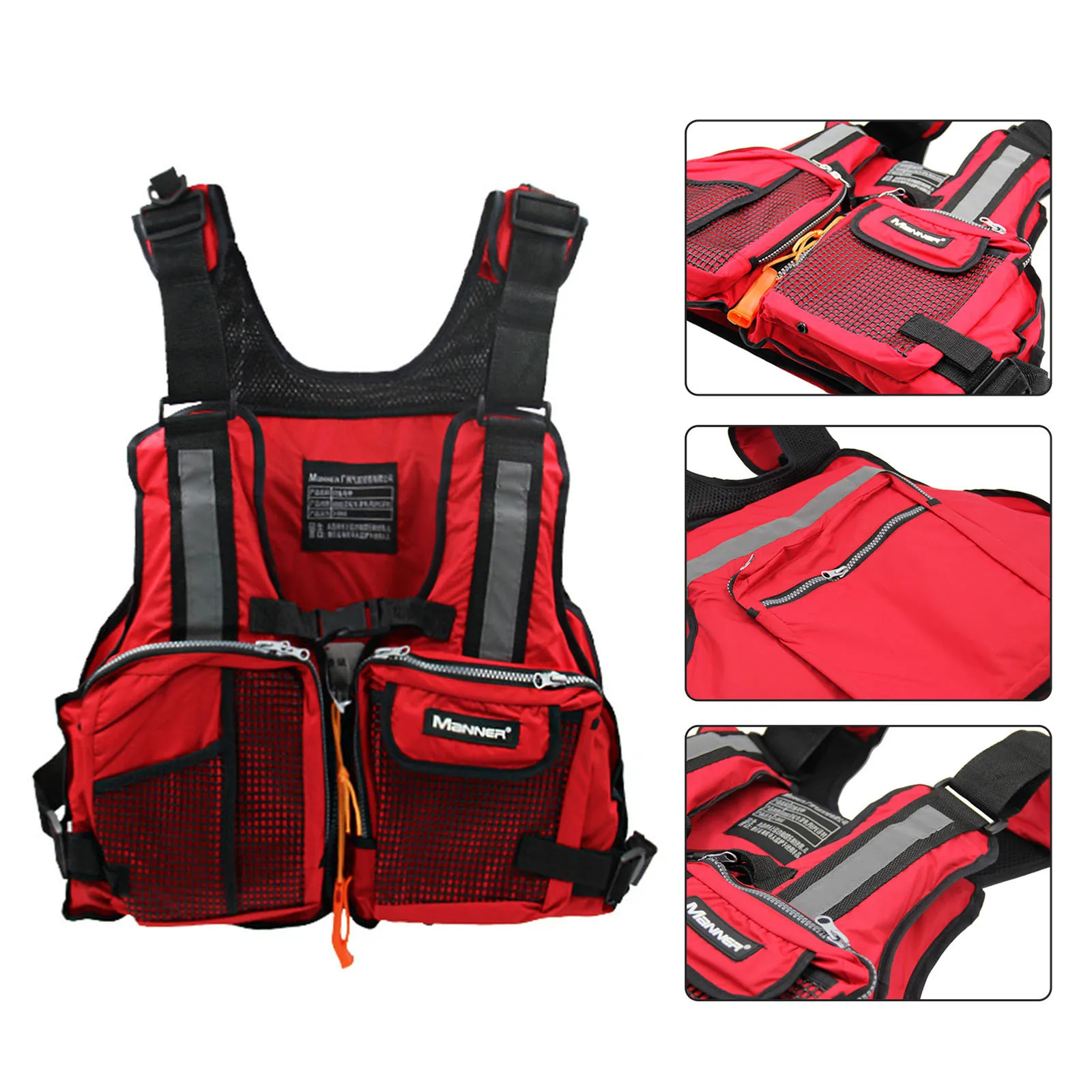 Life jacket Unversal Paddle Kayak Life Vest Life Jacket for Adult Survival Suit Water Sports Safety Wear with Reflective Stripe Multi-pocket