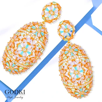 

GODK 60mm Luxury Princess Multicolor Full Mirco Cubic Zirconia Naija Wedding Women Earring Fashion Jewelry
