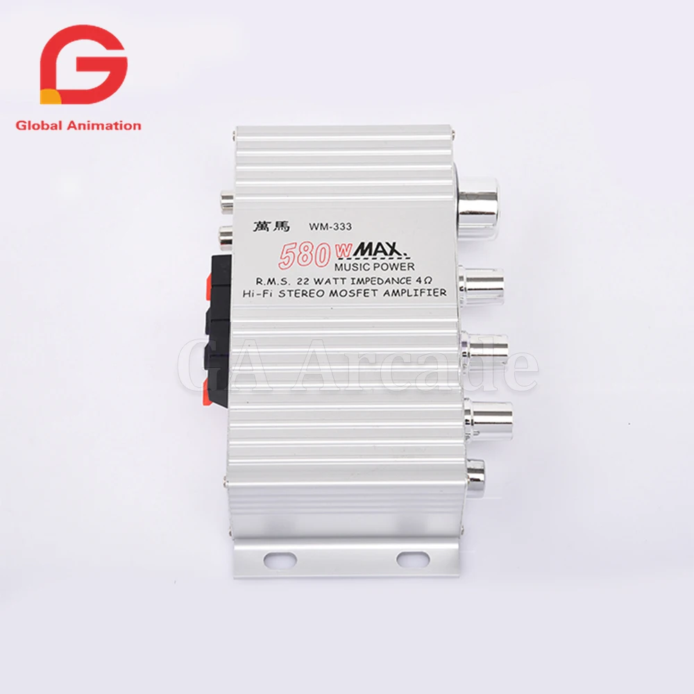 WM-333 12V 580W 4 Ohm Hi-Fi Audio Stereo Amplifier for Music