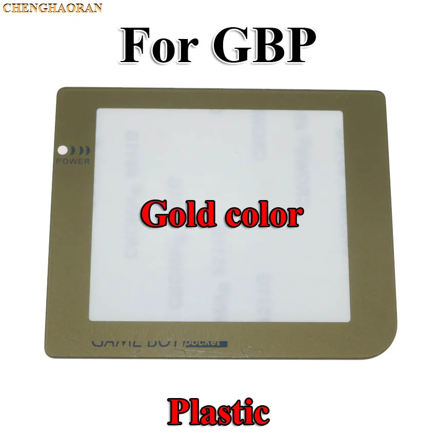 F Gold Plastic lens ChengHaoRan, 50 шт., серебристый, черный, серый, золотой, пластиковый стеклянный экран, объектив для GBP, защитная крышка, замена для GameBoy Pocket - Цвет: F Gold Plastic lens
