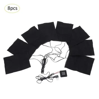 

USB Charged Clothes Heating Pad 5V Carbon Fiber Heating Pad Electric Heating Sheet 3 6 8 Pads Heating Warmer Pad For Vest Jacket