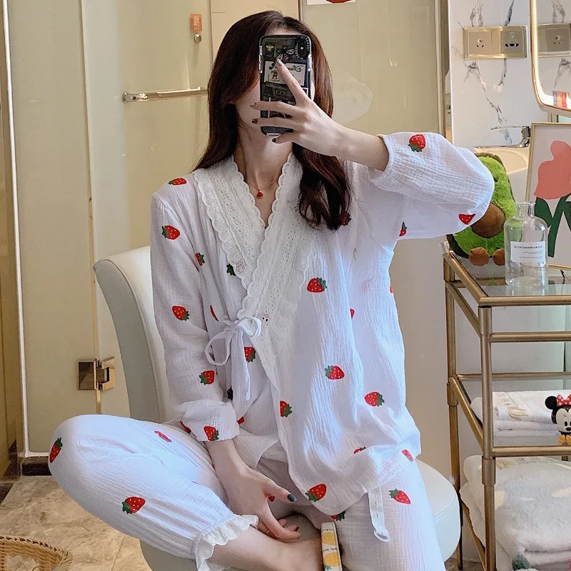 Cotton Maternity Breastfeeding Sleepwear Summer Thin Loose Nursing Pregnant Women Pajamas Suits For Pregnancy Homewear Lounge - Image 3