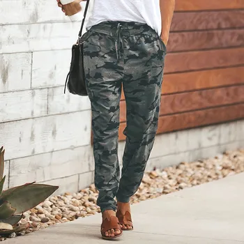

Women Camouflage Pants Camo Casual Cargo Joggers Military Harem Sports Trousers Ladies Loose Elastic Waist Lace-up Trouser #T1G