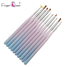 New 10Pcs/set The Color Bar Acrylic Cosmetic Pen Nail Art Brush UV Gel Carving Pen Brush Liquid Powder DIY Nail Drawing