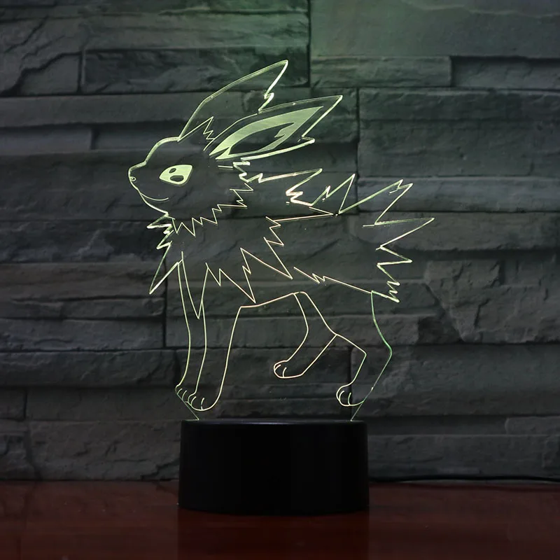 Pokemon Go Jolteon рисунок светодиодный ночной Светильник для детей подарок на день рождения прикроватные декоративный ночной Светильник акриловый 3d лампа Иви Семья