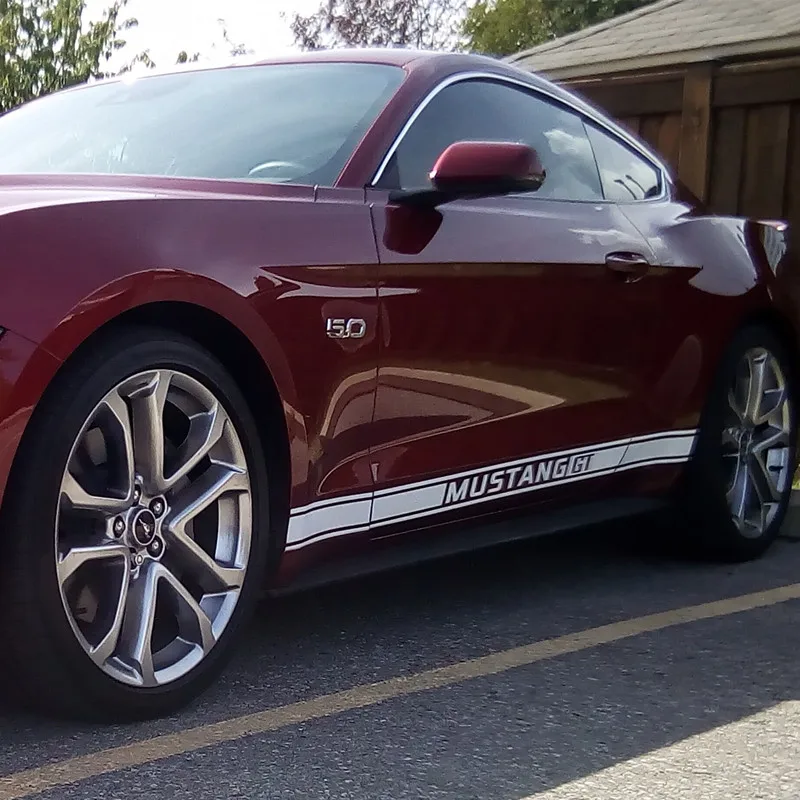 Для Ford Mustang/GT для американских мышц, боковая дверь, юбка, полоски для гонок, спортивный стиль, для кузова автомобиля, индивидуальная наклейка, специальная наклейка