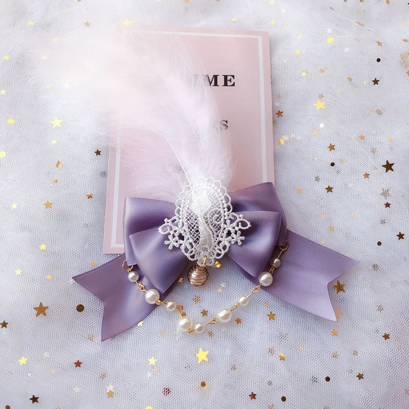 Hairpin Фиолетовый кот любовь письмо сладкий Лолита лук кружева заколка для волос Головные уборы BNT/медведь сумка/боковой зажим/рука рукав/KC повязка на голову - Цвет: Hairpin