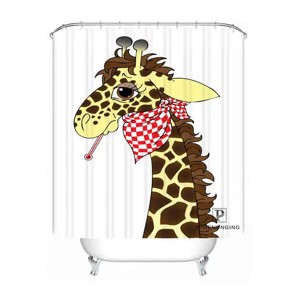 Shower Curtain Пользовательские животных Жираф Водонепроницаемый душ Шторы Главная Ванна Ванная комната s крючки полиэфирной ткани Multi Sizes180509-10 - Цвет: Shower Curtain