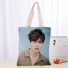 Высокое Качество Ли Мин Хо Холщовая Сумка модная прочная Женская Студенческая хлопковая тканевая сумка сумки для покупок с рисунком логотип на заказ