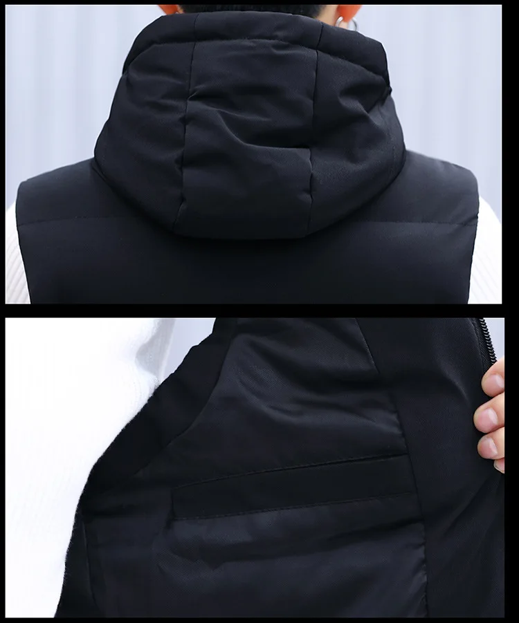 Cotton-padded Clothes Waistcoat Men's Autumn And Winter Teenager Casual Hooded Cardigan Sleeveless Waistcoat Korean-style Slim F