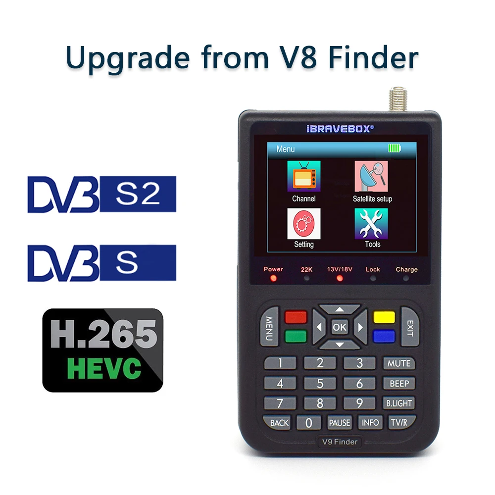Black DVB-S2 V8 Finder обновленный Цифровой спутниковый Finder метр DVB-S SatFinder V9 Finder Full HD 3," ЖК-приемник спутникового сигнала - Цвет: Black