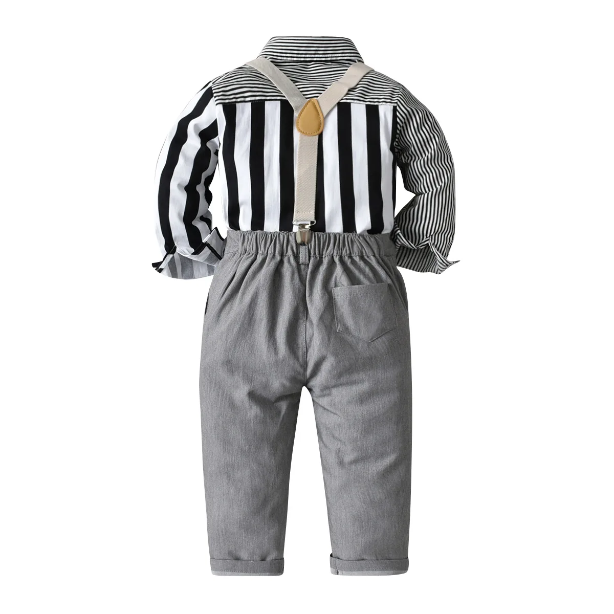Conjuntos de Roupas de Cavalheiro Macacão + Suspensórios Festa de Casamento Traje de Natal Bebê Meninos Manga Longa Calças 2 Pçs Roupas Casuais 2022 2y 10 2 peças, macacão + calça com suspensório,