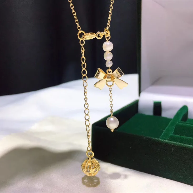 

Butterfly Home Korean-style Elegant Two Wear Online Celebrity 14k Gold 3-6 round Glare Virgine Pearl Necklace Syjs62n62hi