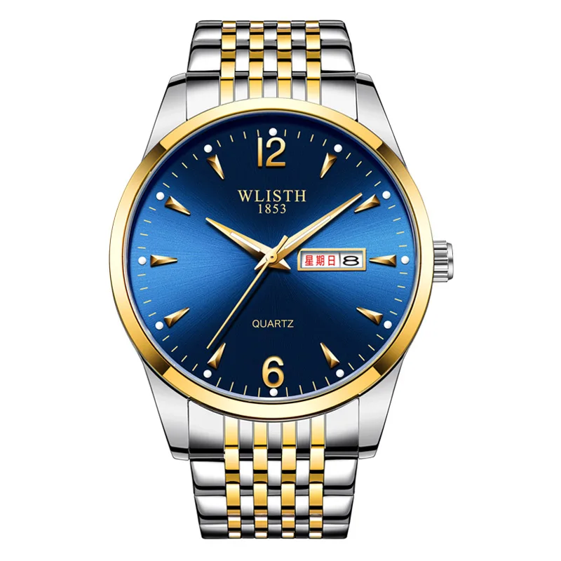 

Luxury Mens Watches Watch Men Sports Wrist Watch WLISTH Top Brand Date Clock Male Steel Casual Luminous Double Calendar Quartz