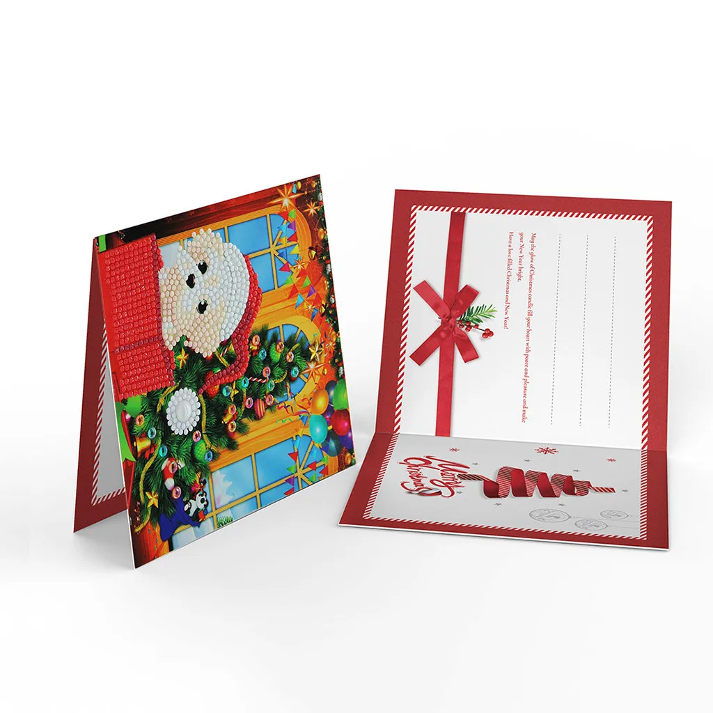 Christmas Card Set Santa Claus Elk Snowman Diamond Painting DIY Holiday Card 4pc/ 8pc
