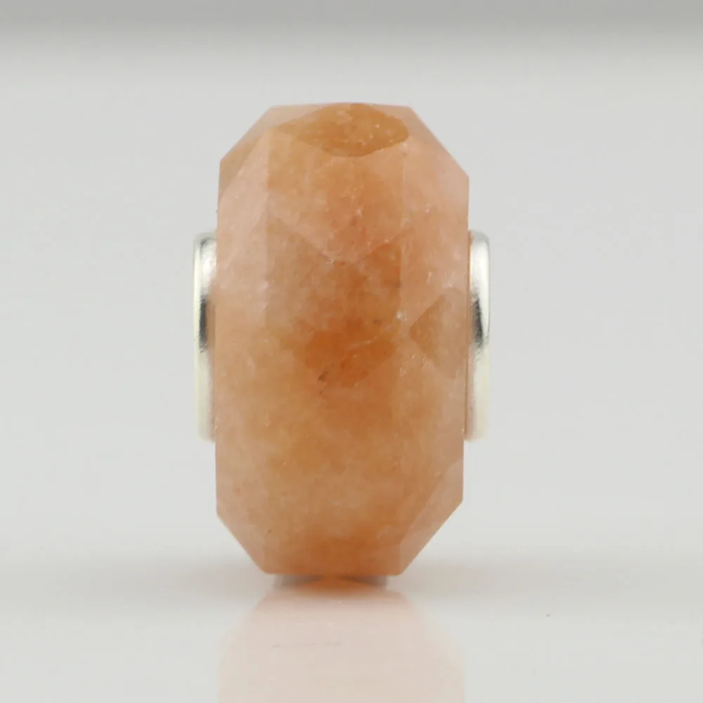 

925 Sterling Silver Square Shape Faceted Natural Yellow Aventurine stone Onyx Charm Bead Fit European Bracelet Jewelry