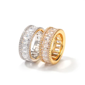 

Hip Hop Claw Set AAA+ Cubic Zirconia Women Men 1 Row CZ Stone Round Finger Rings Bling Iced Out Rapper Jewelry Drop Shipping