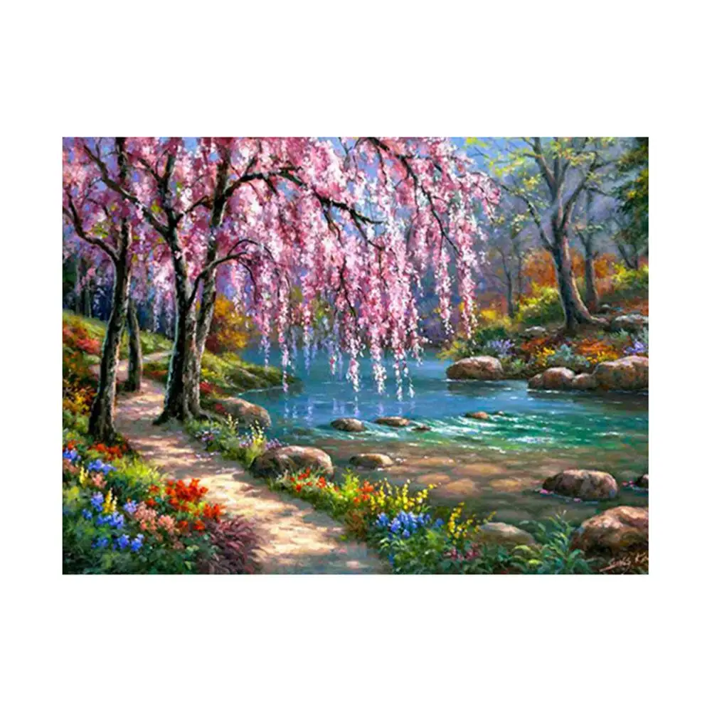 

diamond painting 30x40cm River Tree Path Cross Stitch Craft DIY Full Round Diamond Painting Decor christmas decorations