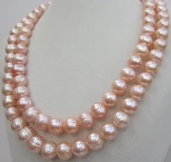 

NATURAL HUGE SOUTH SEA 10-11MM PINK PEARL NECKLACE 35"925silver GOLD CLASP