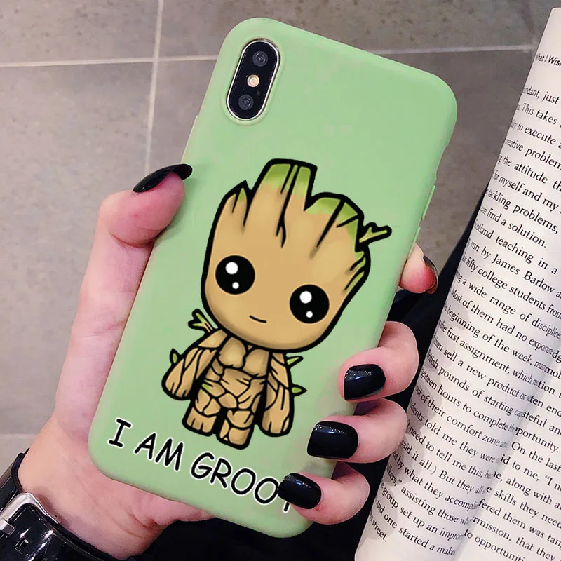 Чехол для телефона с героями мультфильмов I Am Groot Marvel для XiaoMi RedMi Note 8 7 6 5 K20 Pro матовый Силиконовый чехол s мягкая задняя крышка - Цвет: P1Green