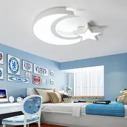 Светодиодный потолочный светильник в форме Луны и звезды для детей Детские потолочные лампы для комнаты с белым цветом для мальчиков, для