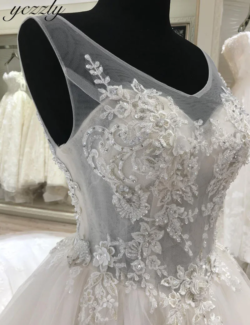 Vestido De Noiva Princesa элегантное бальное платье с v-образным вырезом кружевной свадебный для невесты платья для церкви Поезд Длинные Аппликации Свадебные платья