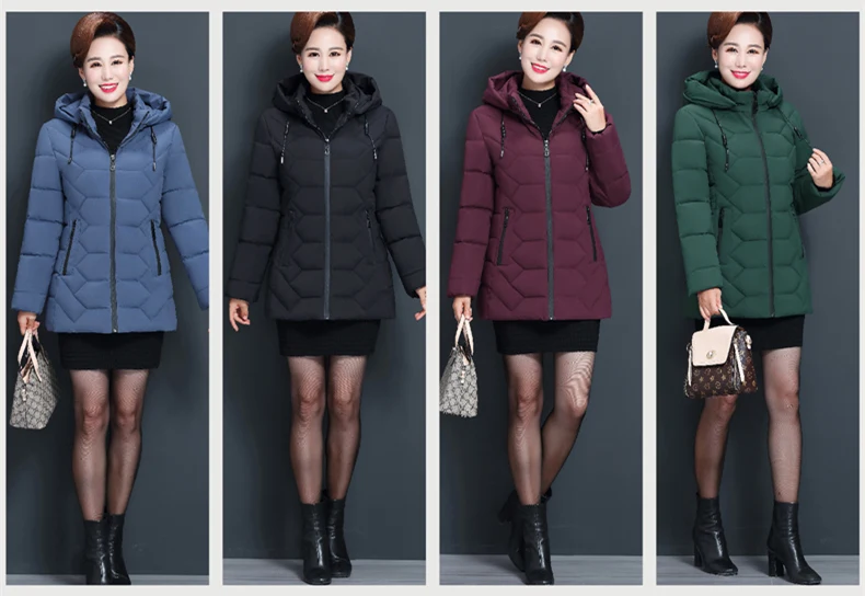 Plus Size 5XL Middle-aged Women Winter Short Jacket 2020 Hooded Cotton Coat Women Thick Casual Mother Winter Jacket Women Parka