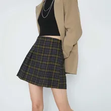 Мини-юбка с высокой талией из искусственной кожи, Женская мода, зимние черные плиссированные короткие женские юбки в винтажном стиле, английский стиль