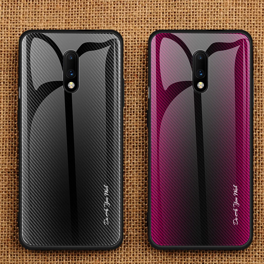 Модные противоударные чехлы из закаленного стекла для Oneplus 7 с градиентным цветным Бампером для Oneplus 7 Pro Coque