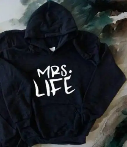 BKLD, женские, мужские толстовки, MR. GOOD MRS. LIFE, толстовка с буквенным принтом, для влюбленных пар, толстовка с капюшоном, повседневная, размера плюс, пуловеры, подарок - Цвет: MRS.LIFE