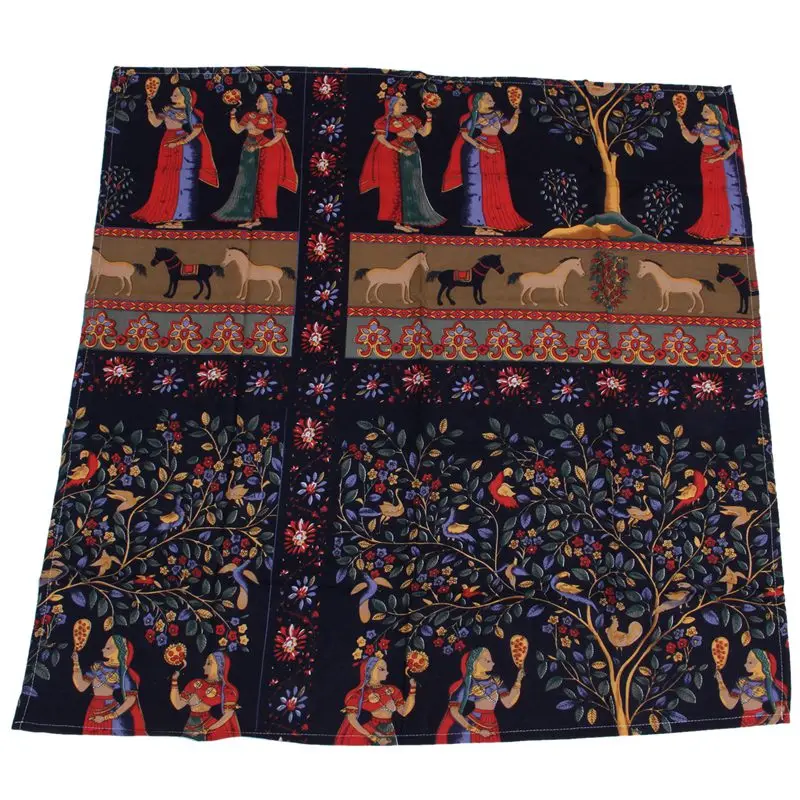 Cotton Linen Fashion Exotic Printed Washable Tablecloth Vintage Square Dinner Picnic Table Cloth Home Decoration