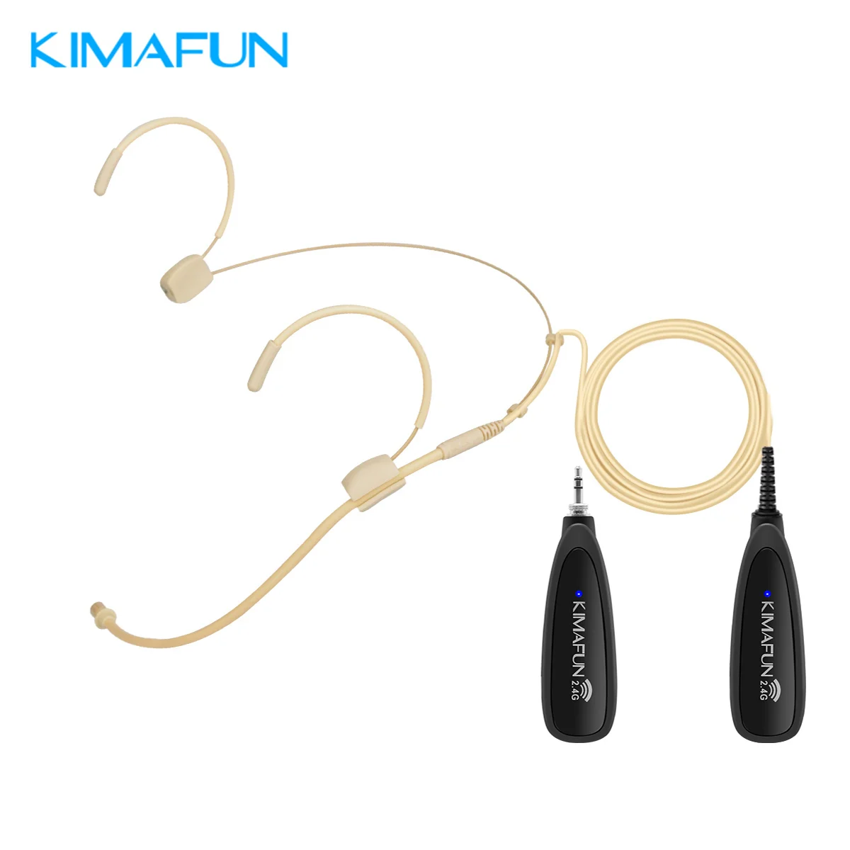 KIMAFUN 2.4G Wireless Microphone System,Headset and Handheld 2 in 1 for Voice Amplifier,Recording,Speaking,Online Chatting 