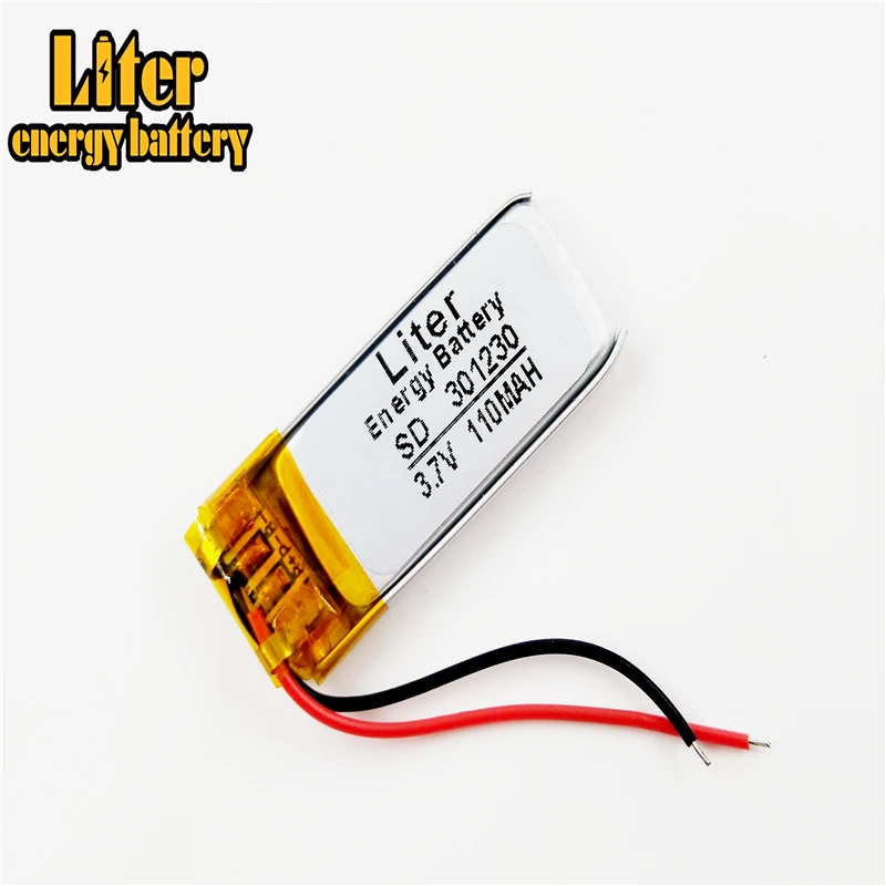 3.7V 110mAh 301230 Lithium Polymer Li-Po li ion Rechargeable Battery cells For Mp3 MP4 MP5 GPS PSP mobile bluetooth