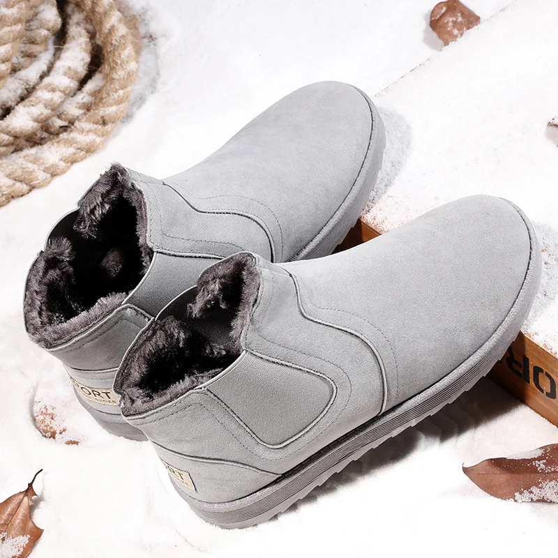 

Men Winter Snow Boots Keep Warm Fur Inside Chelsea Ankle Boots Outdoor Fashion Causal Shoes Snow Plus Plush Thermal Boots Men