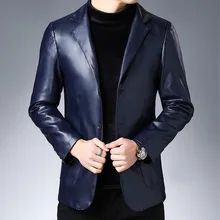 Весна и осень стиль среднего возраста костюм кожаная куртка среднего возраста мужская одежда бизнес-стиль пальто мужской Slim Fit Leath