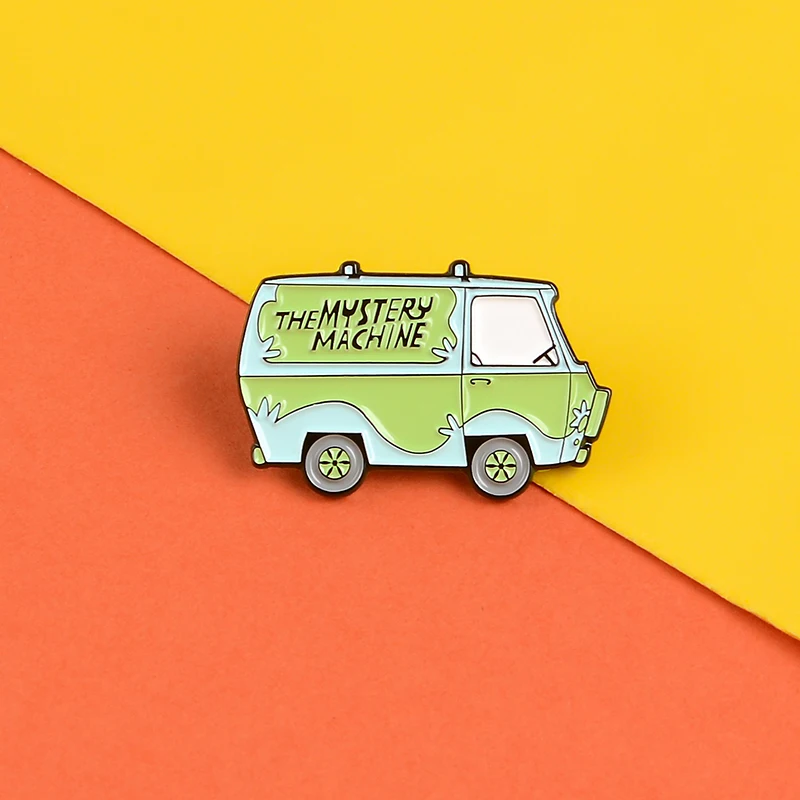 Die Mystery Machine Pins Cartoon Grüne Autoabzeichen Broschen Kleidung Rucksack Tasche Revers Emaille Pin Get out of Soruble Schmuck Geschenk – Detail 3