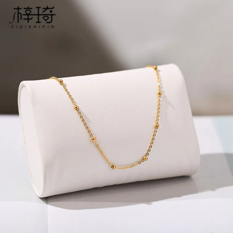 

Korean-style Titanium Steel Plated 18k Rose Gold Small Lucky Beads round Beads Anklet Women's Simple Versitile Fashion Foot Chai