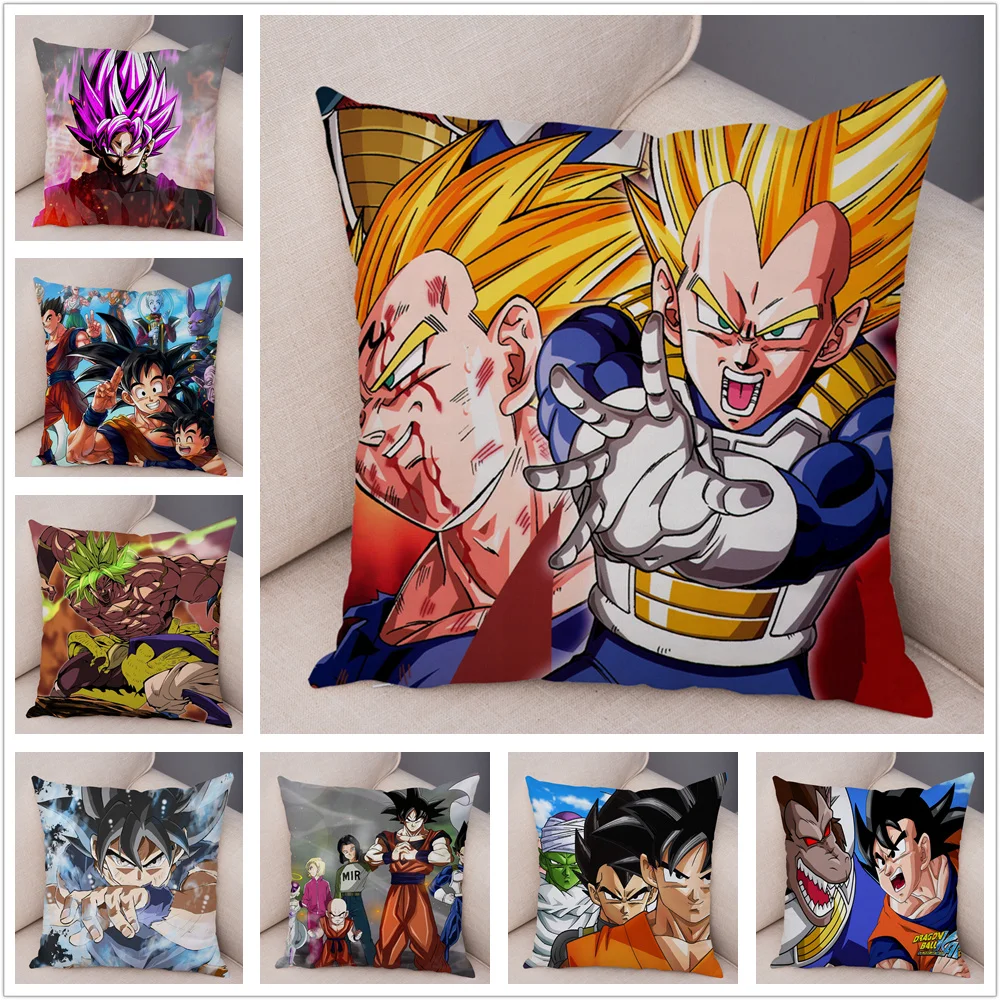 Наволочка Dragon Ball для дивана домашняя короткая плюшевая 45x45 см Декор Япония Аниме Сон Гоку мультфильм Вегета Наволочка Чехол для подушки