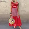 Women's Bohemian Ruffle Sundress 2022 ZANZEA Summer Sleeveless Floral Printed Maxi Long Dress Casual Loose Party Tanks Vestido ► Photo 3/6