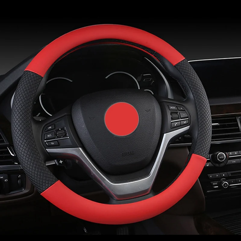 PU Leather Universal Car Steering-wheel Cover 38CM Car-styling Auto Steering Wheel Covers Anti-Slip Automotive Accessories