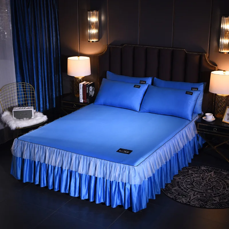 Dreampatar Европейский сплошной цвет имитация шелка льда удобный чехол для кровати шелковистая одинарная двойная Нескользящая кровать модная кровать BY185B