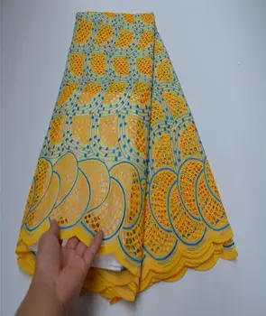 

5 yard Swiss lace fabric 2020 latest Dry lace embroidery African 100% cotton fabrics Swiss voile lace popular Dubai style
