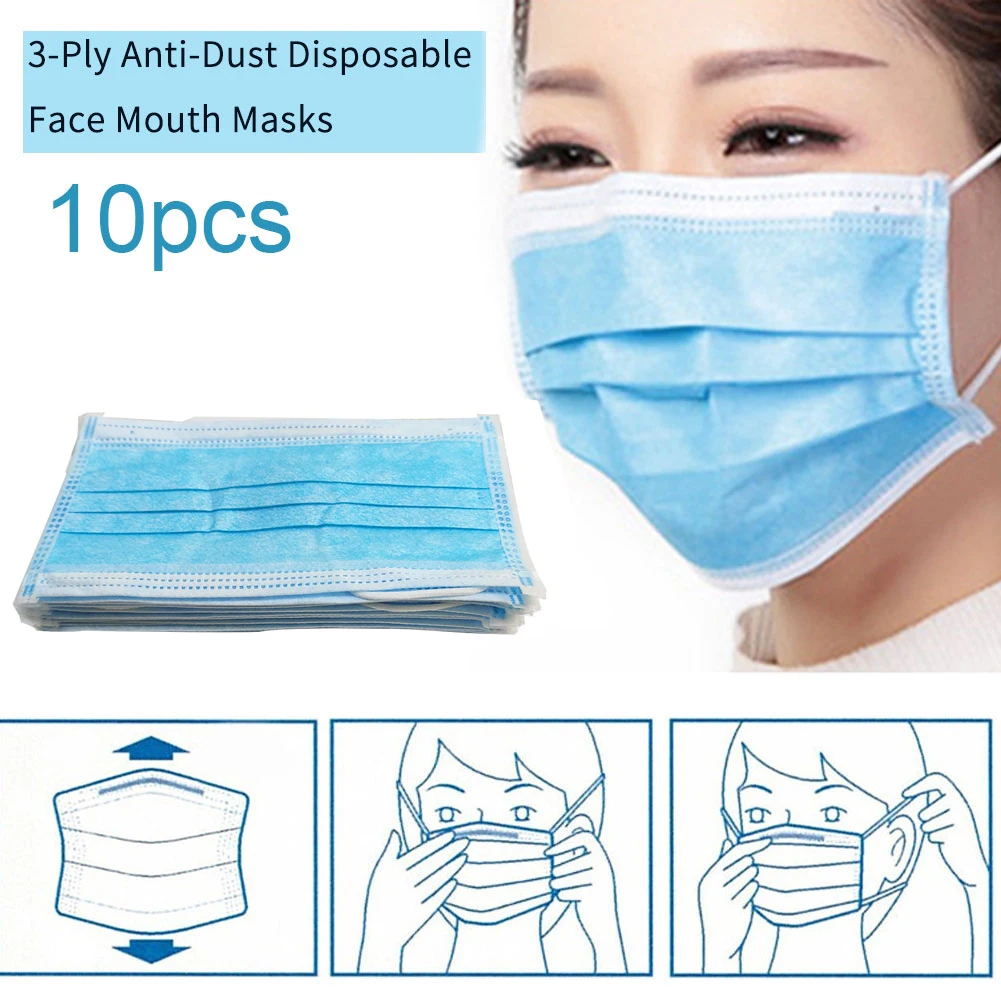

3 Layer Disposable Mouth Mask One time Face Respirator Breathing Safety Non-woven Fabrics Spot Anti droplet send immediately